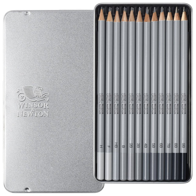 Astuccio in metallo di 12 matite in grafite morbide Winsor & Newton