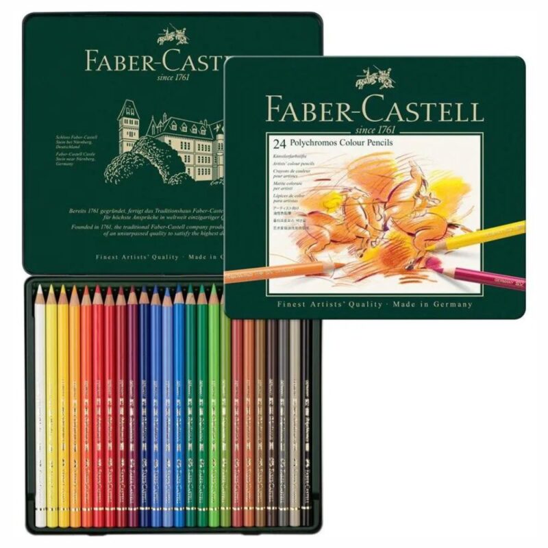 Astuccio in metallo di matite colorate Polychromos da 24 pezzi di Faber-Castell