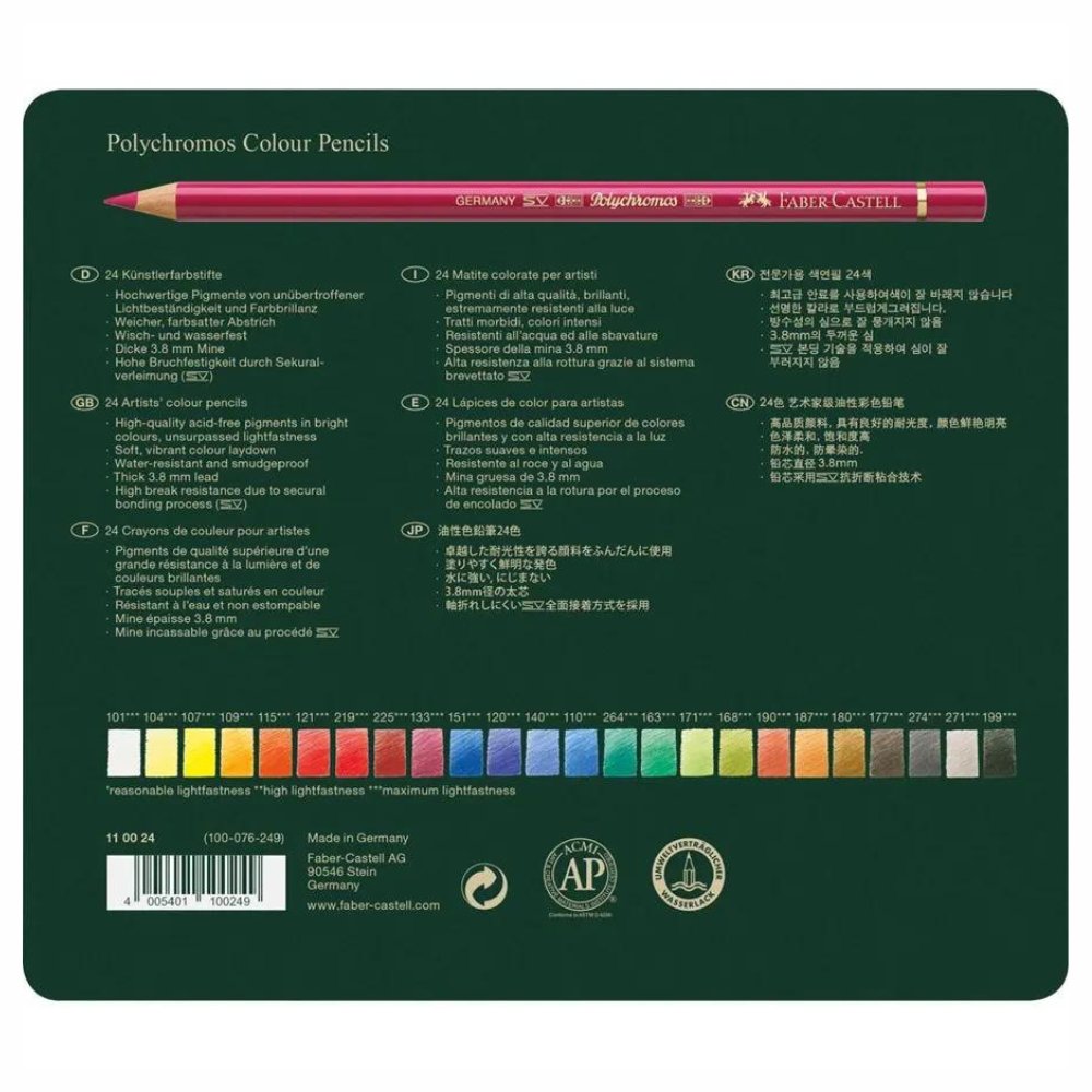 Astuccio in metallo di matite colorate Polychromos da 24 pezzi di Faber-Castell 4 Astuccio in metallo di matite colorate Polychromos da 24 pezzi di Faber-Castell - immagine 4