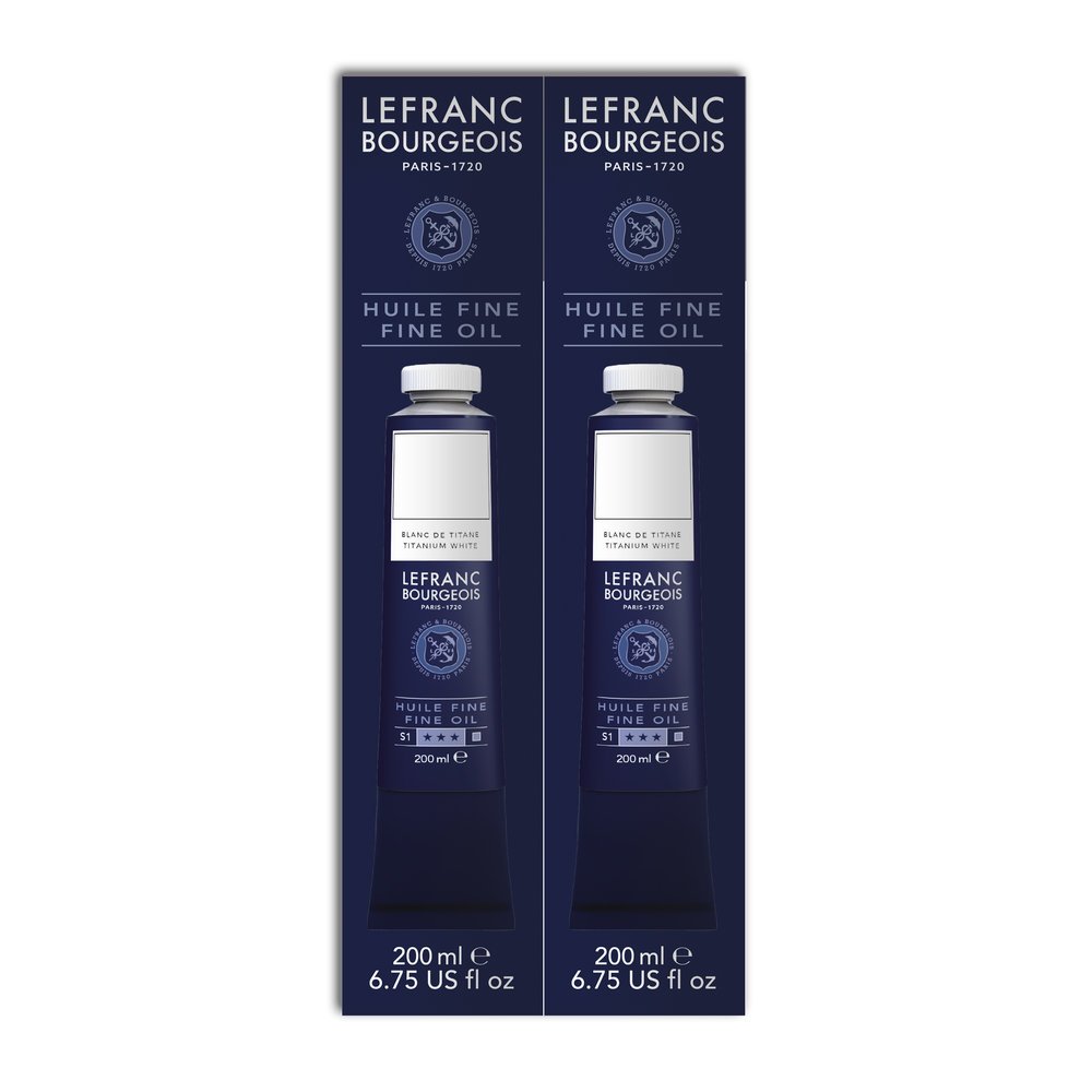 Colore ad olio fine di Lefranc Bourgeois 2 x 200ml Bianco di Titanio 1 Colore ad olio fine di Lefranc Bourgeois 2 x 200ml Bianco di Titanio