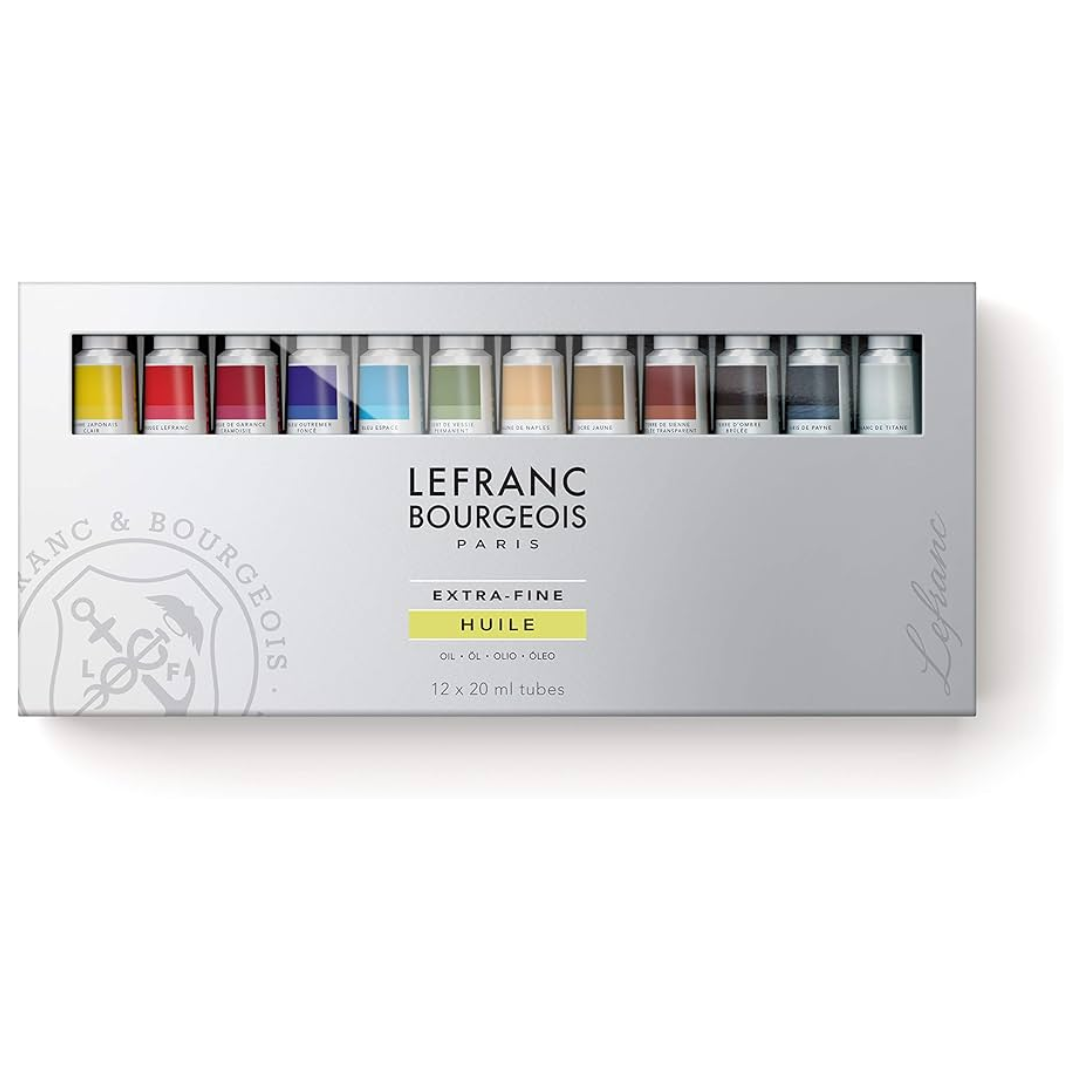Scatola in cartone di olio extrafine Lefranc Bourgeois da 12 tubi da 20 ml 1 Scatola in cartone di olio extrafine Lefranc Bourgeois da 12 tubi da 20 ml