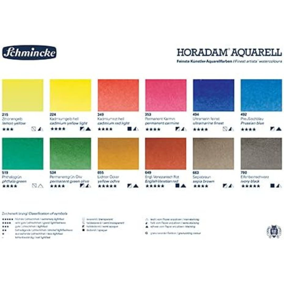 Set in metallo con 12 mezzi godet Schmincke HORADAM® acquerello e pennello da Vinci 4 Set in metallo con 12 mezzi godet Schmincke HORADAM® acquerello e pennello da Vinci - immagine 4