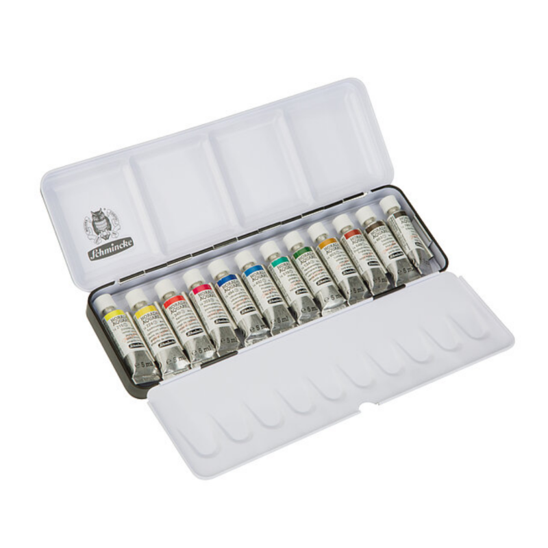 Set in metallo con 12 tubi da 5ml Schmincke HORADAM® acquerello