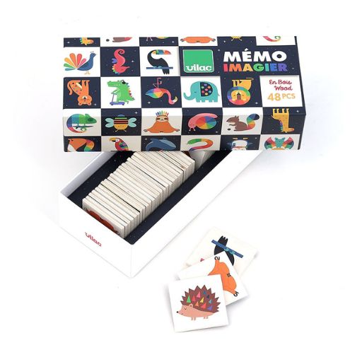 Gioco di memoria in legno con immagini, Animali di Vilac