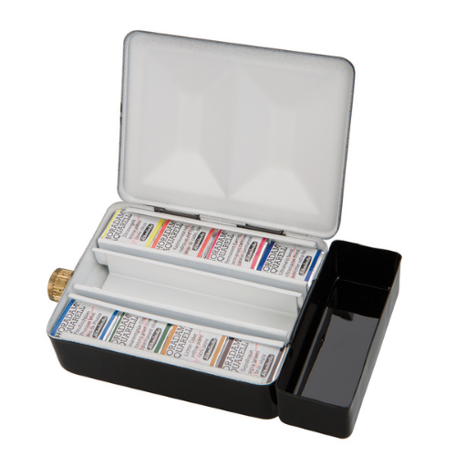 Set in metallo con serbatoio per l’acqua e 8 mezzi godet HORADAM® Schmincke acquerello