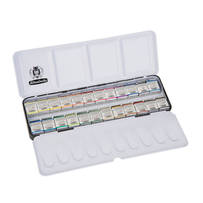 Set in metallo con 24 mezzi godet Schmincke HORADAM® acquerello