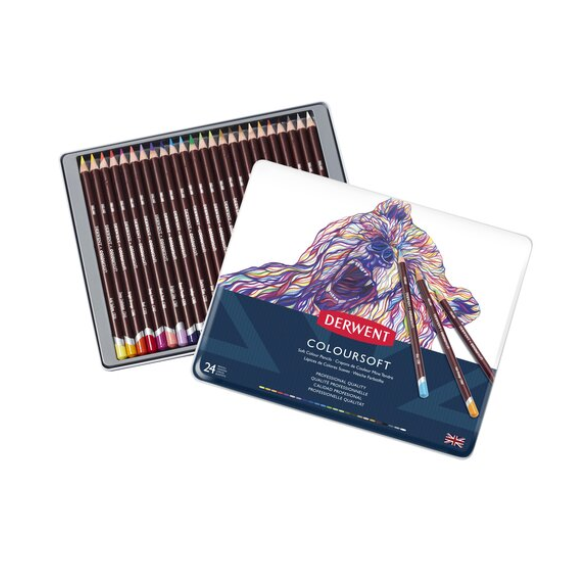Scatola in metallo di matite colorate Coloursoft Derwent da 24 pezzi