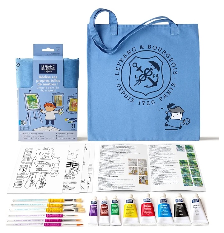 Borsa in tessuto con 8 colori a tempera di Lefranc Bourgeois + accessori