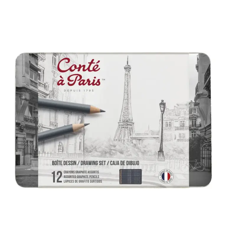Confezione di 12 matite in grafite da disegno Conté à Paris