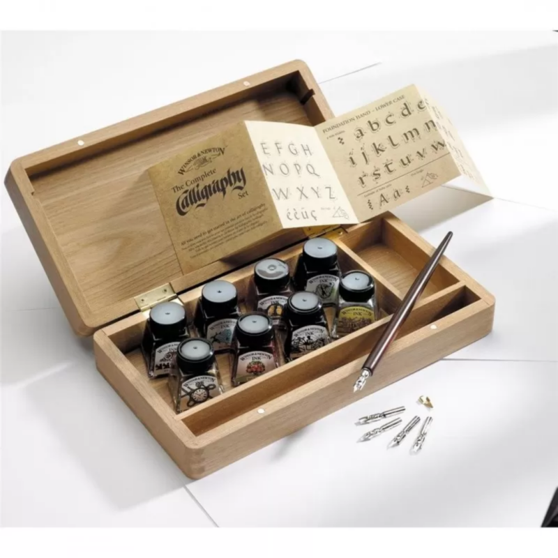 Confezione in legno di inchiostri da disegno Calligraphy Winsor & Newton