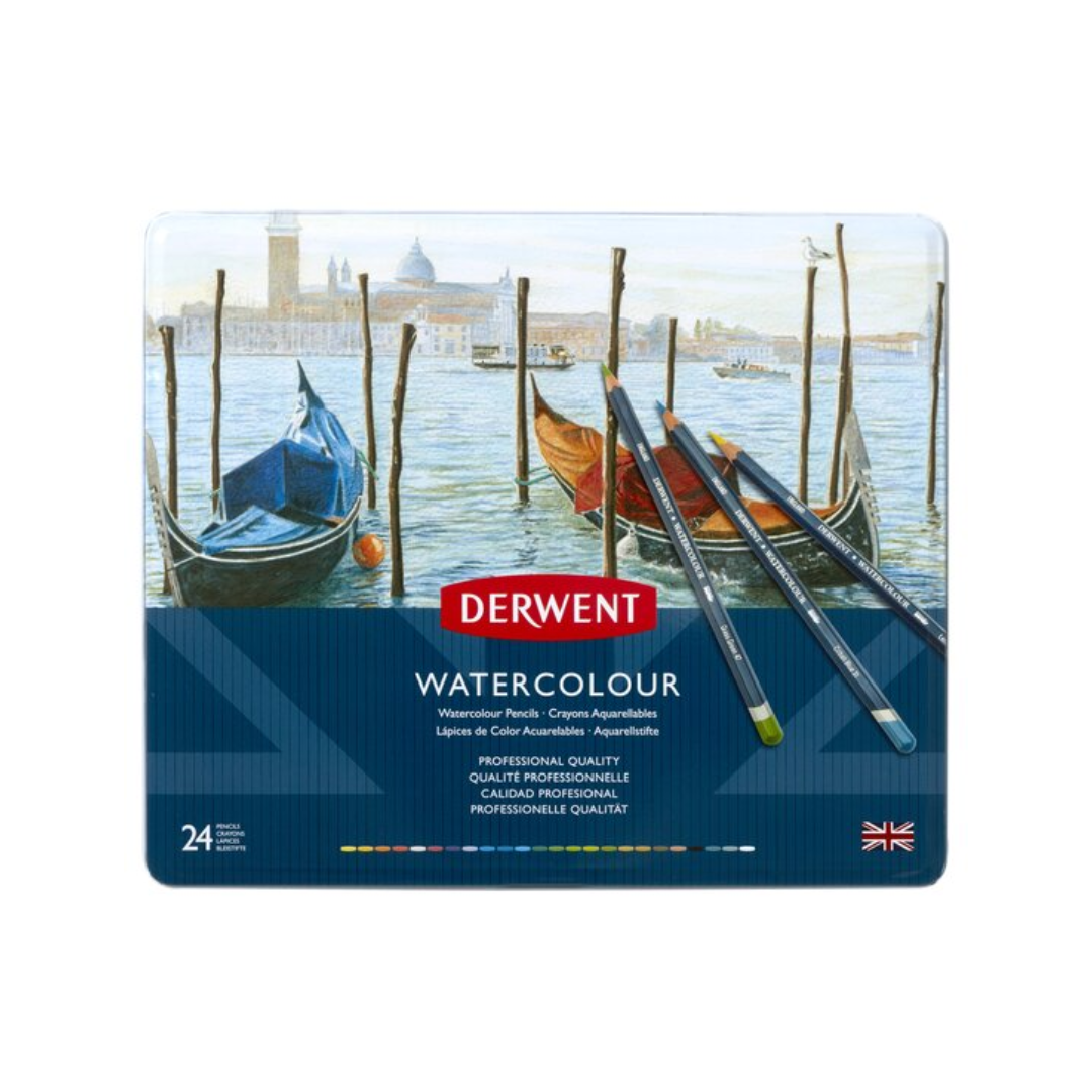 Confezione in metallo di matite colorate acquarellabili Watercolour Derwent da 24 pezzi 3 Confezione in metallo di matite colorate acquarellabili Watercolour Derwent da 24 pezzi - immagine 3