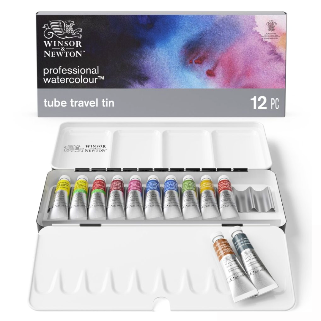 Confezione in metallo con 12 tubetti d’acquerello da 5ml Winsor & Newton professionali 1 Confezione in metallo con 12 tubetti d’acquerello da 5ml Winsor & Newton professionali